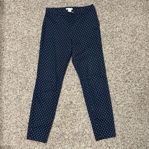 H&M Navy Blue and White Patterned Ankle Pants